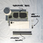 Breakdown of textile waste, factory seconds, and virgin material used to make the chalk barrel; waste in progress; wip; wipwrk