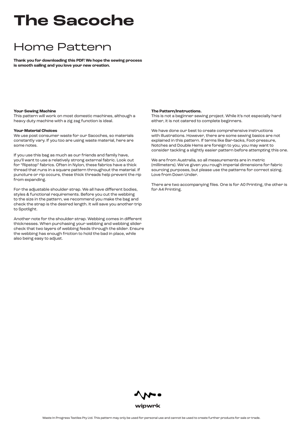 The Sacoche - Home Pattern PDF