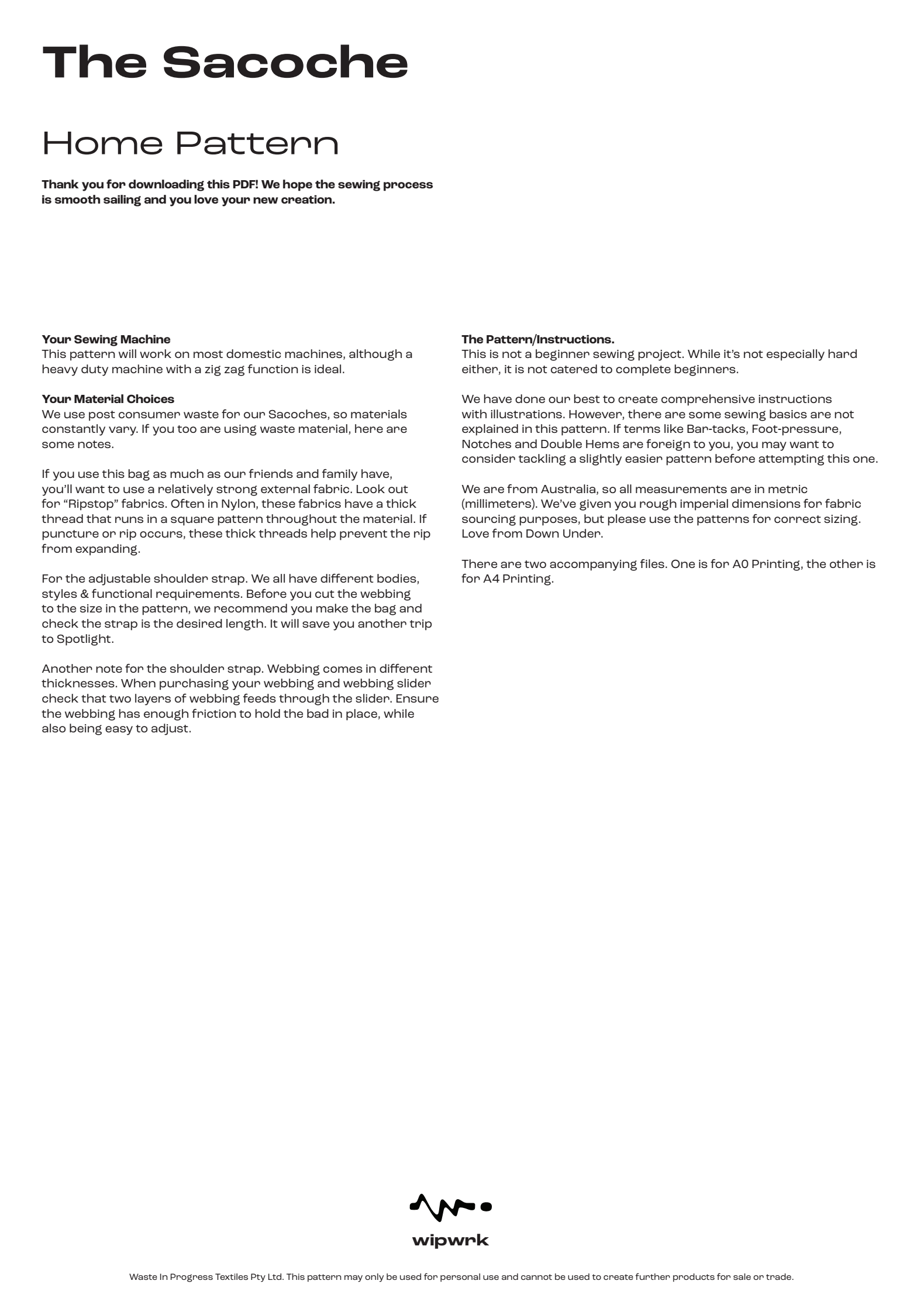 The Sacoche - Home Pattern PDF